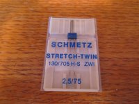 (image for) Schmetz, 130/705H-S ZWI, 2,5/75, Item N50, 1 Twin Needle