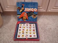 (image for) VINTAGE ANTIQUE JINGO JIGSAW PUZZLE BINGO GAME BY CADACO-ELLIS