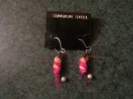 (image for) Earrings, Fishing, New, Yellow Pink Brown, Silver Wires, FE3