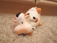 (image for) VINTAGE DAIRY COW COIN MONEY PIGGY BANK CERAMIC