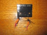 (image for) Earrings, Fishing, New, Black Orange Pink, Silver Wires, FE16