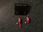 (image for) Earrings, Fishing, New, Pink & Yellow, Silver Wires, FE14
